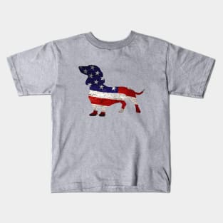 USA Flag Dachshund Kids T-Shirt